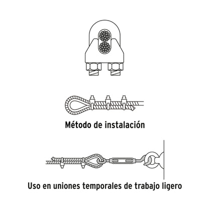 Nudo Perro Hierro Galvanizado Cable 3/8