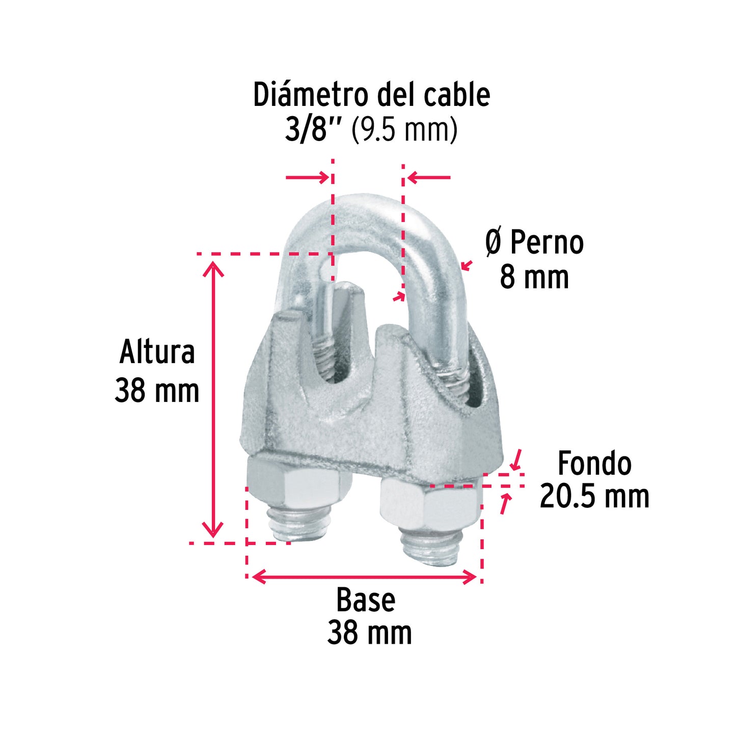 Nudo Perro Hierro Galvanizado Cable 3/8