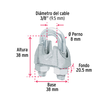 Nudo Perro Hierro Galvanizado Cable 3/8