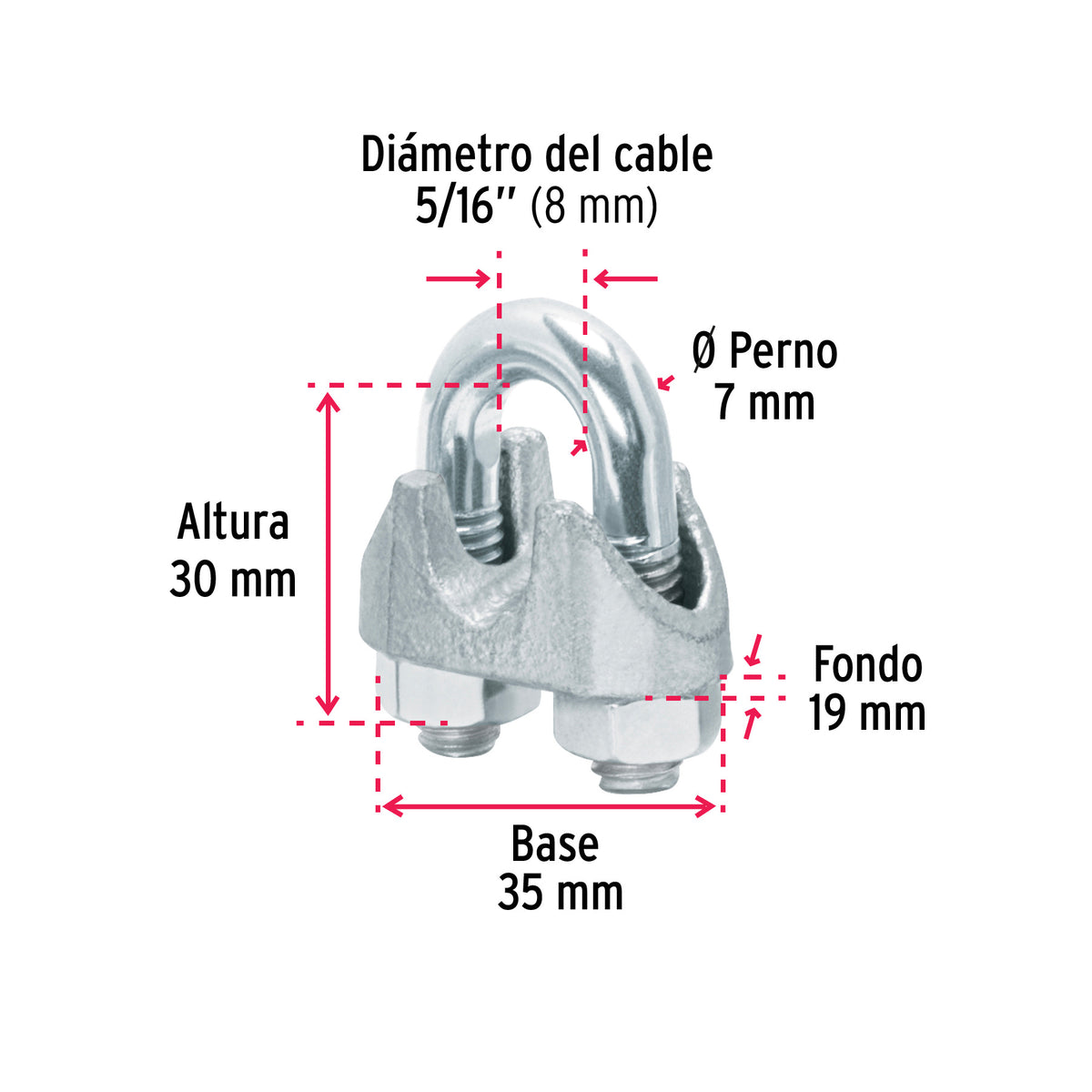 Nudo Perro Hierro Galvanizado Cable 5/16