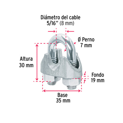 Nudo Perro Hierro Galvanizado Cable 5/16