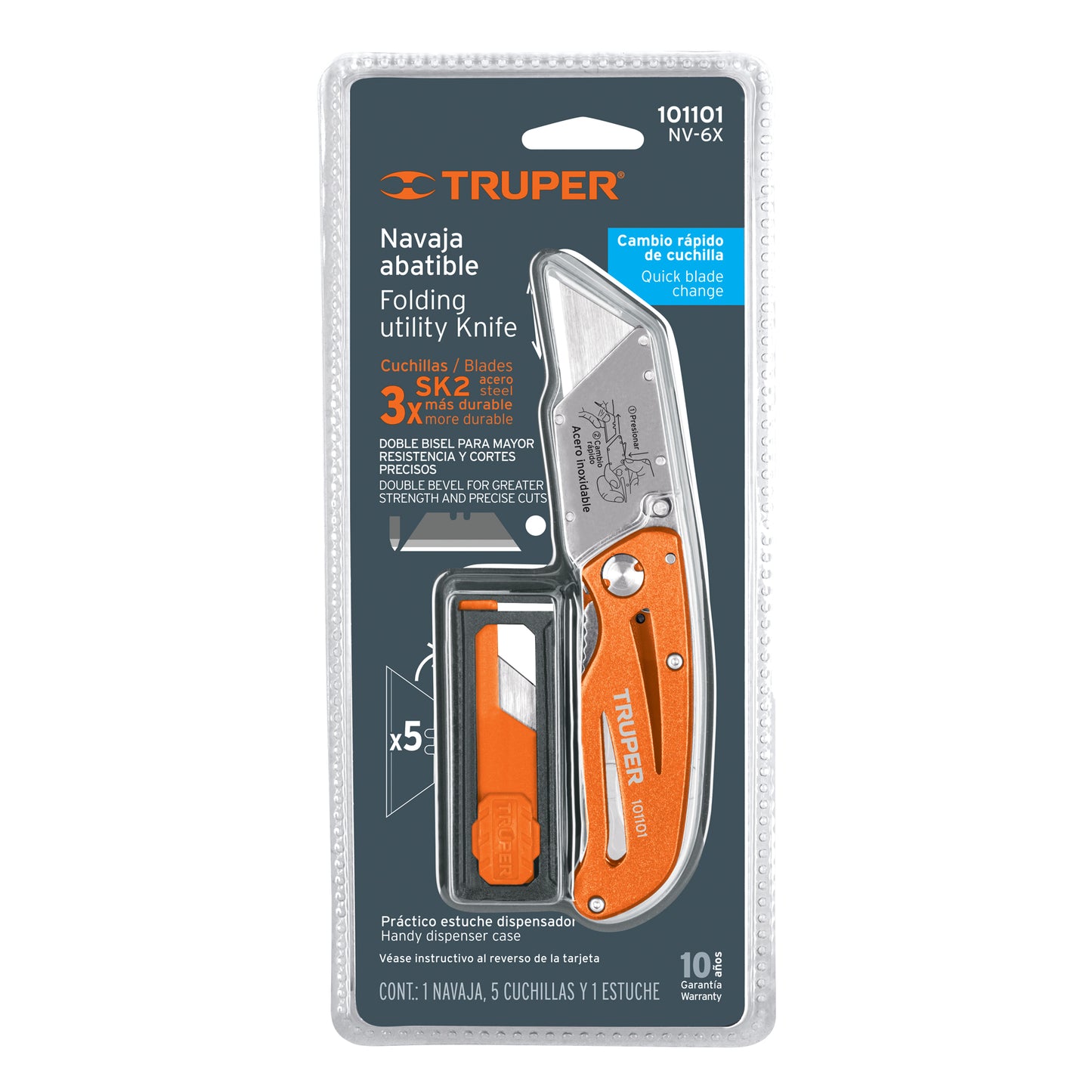 Navaja abatible 6" con cuerpo de aluminio y acero inoxidable