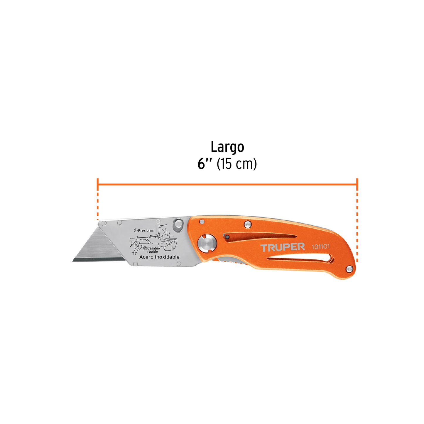 Navaja abatible 6" con cuerpo de aluminio y acero inoxidable