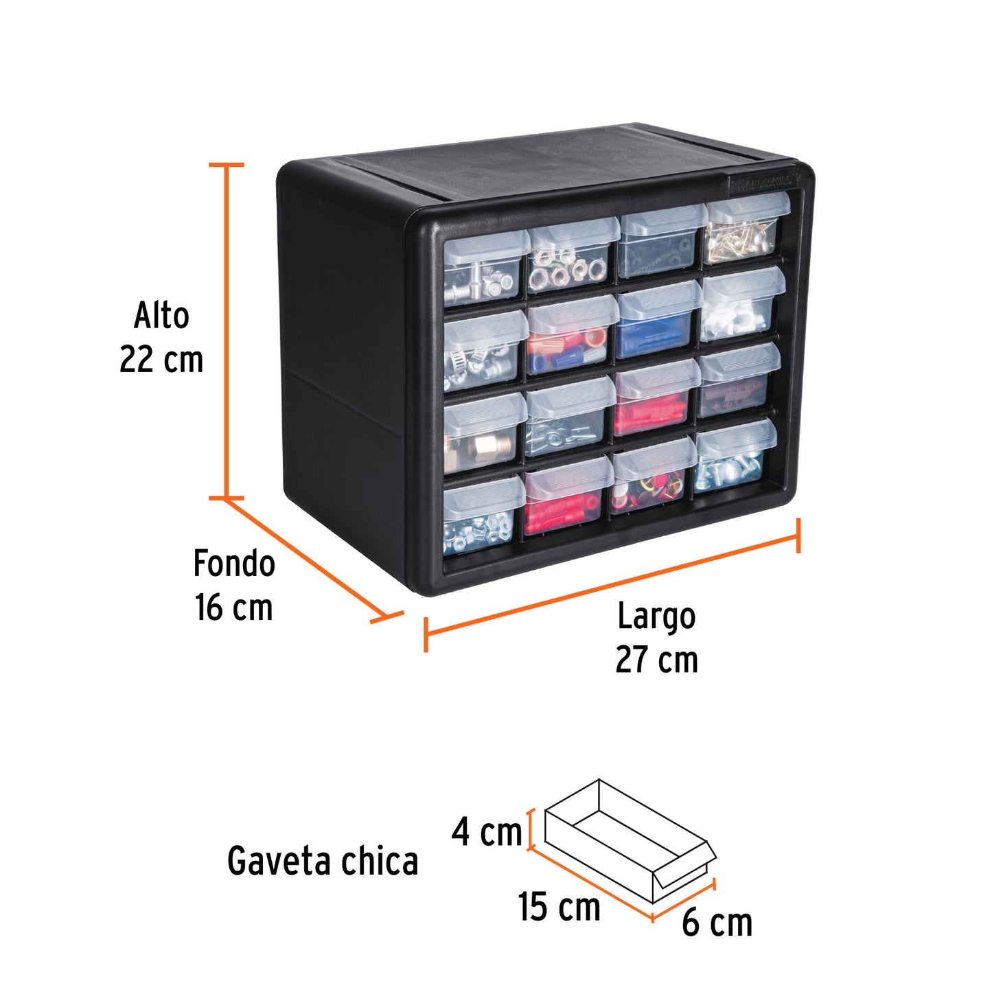 Organizador con 16 gavetas Marco de ABS