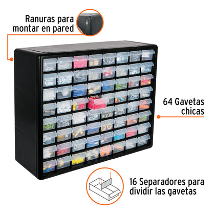 Organizador con 64 gavetas Marco de ABS