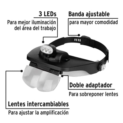 Lupa optovisor de 3 LEDs