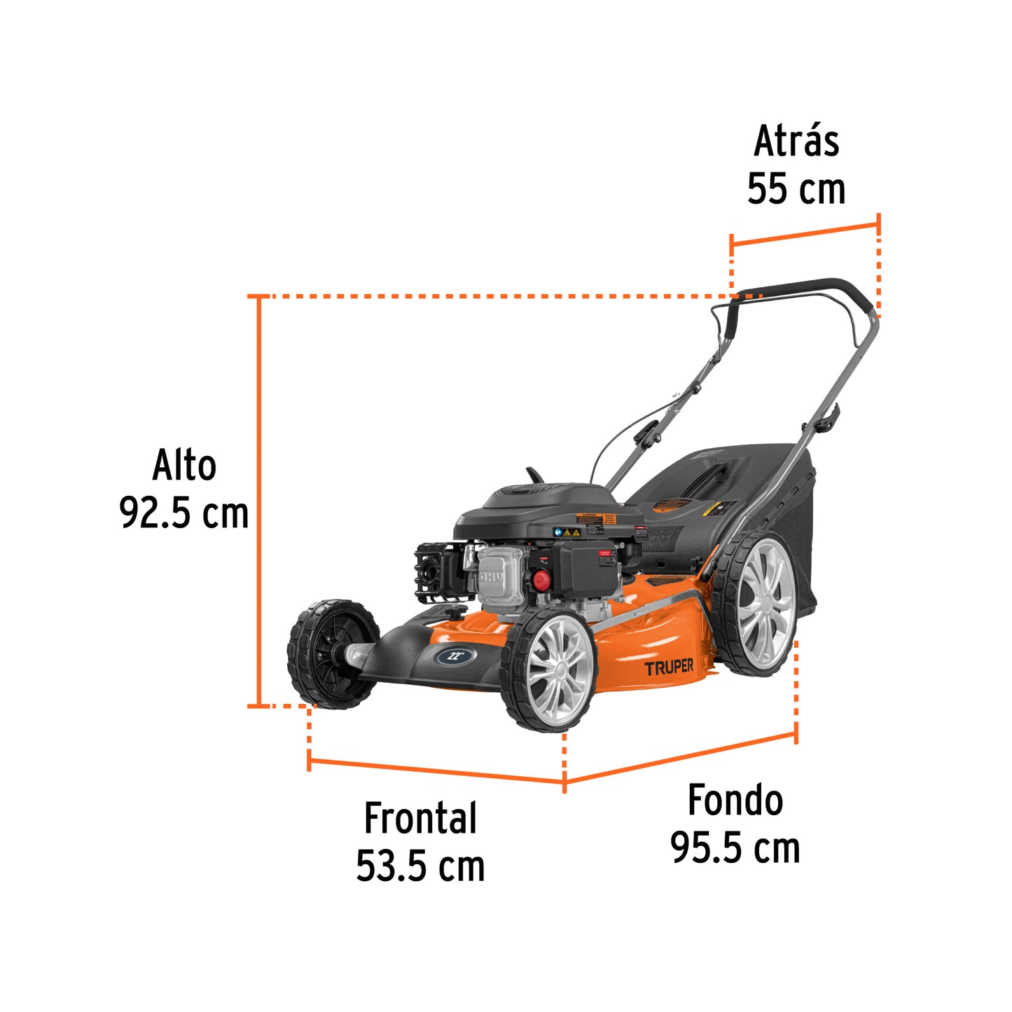 Podadora a gasolina de 6 HP con corte de 22 pulgadas