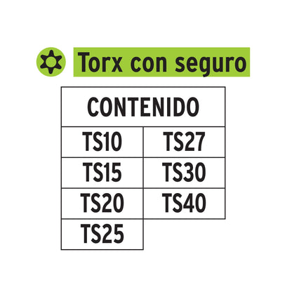 Puntas Torx con Seguro  Juego de 7 piezas