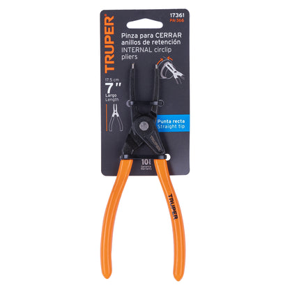 Pinza de punta recta de 7 pulgadas para cerrar anillos con mango de PVC