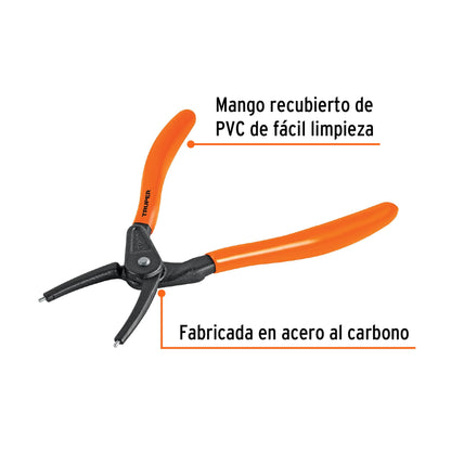 Pinza de punta recta de 7 pulgadas para cerrar anillos con mango de PVC