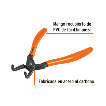 Pinza de punta a 90 grados de 6 3/4 pulgadas para cerrar anillos con mango de PVC