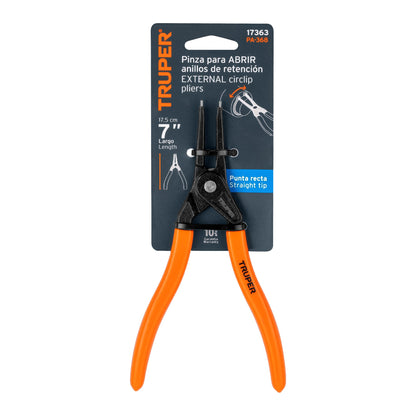 Pinza de punta recta de 7 pulgadas para abrir anillos con mango de PVC