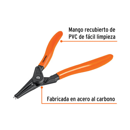 Pinza de punta recta de 7 pulgadas para abrir anillos con mango de PVC