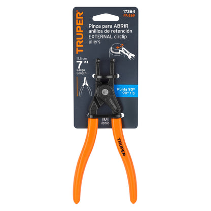 Pinza de punta a 90 grados de 6 3/4 pulgadas para abrir anillos con mango de PVC