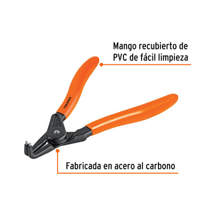 Pinza de punta a 90 grados de 6 3/4 pulgadas para abrir anillos con mango de PVC