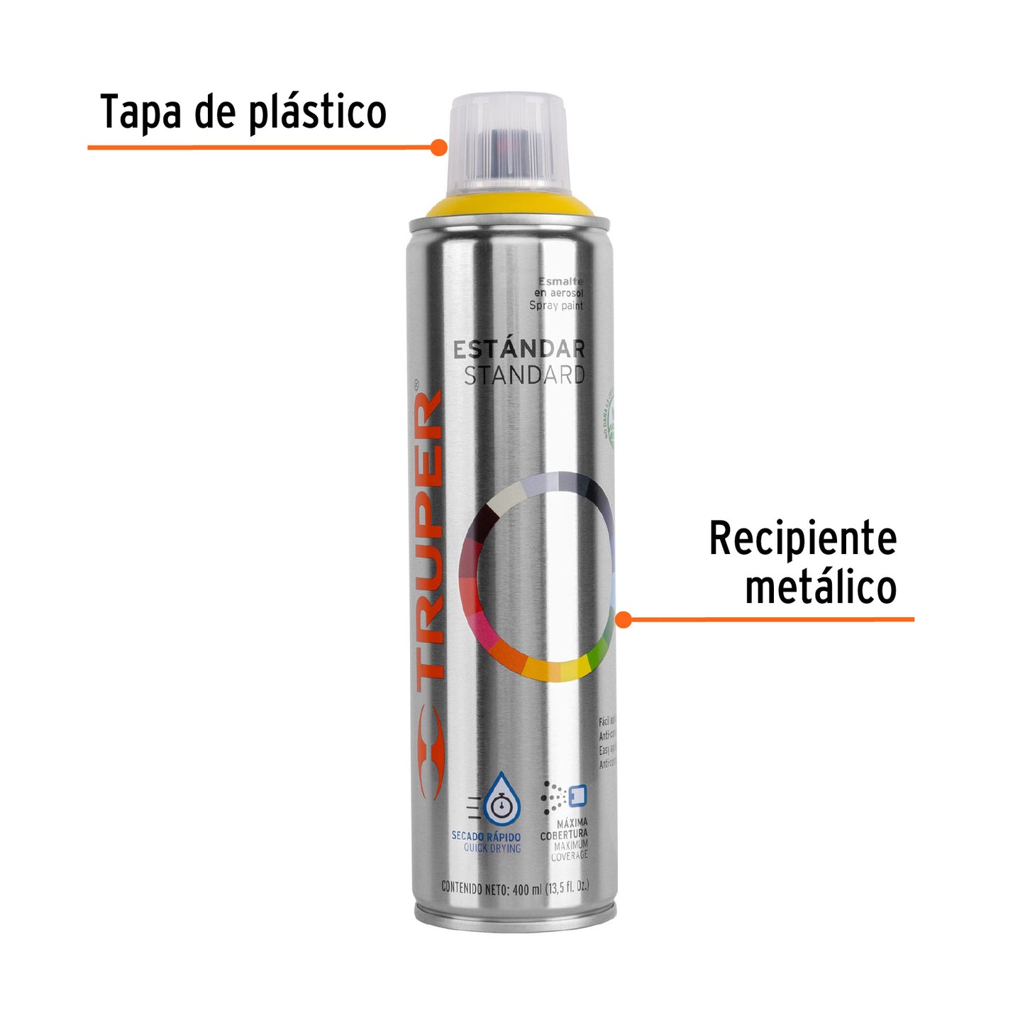 Pintura en aerosol amarillo canario bote esbelto de 400 ml