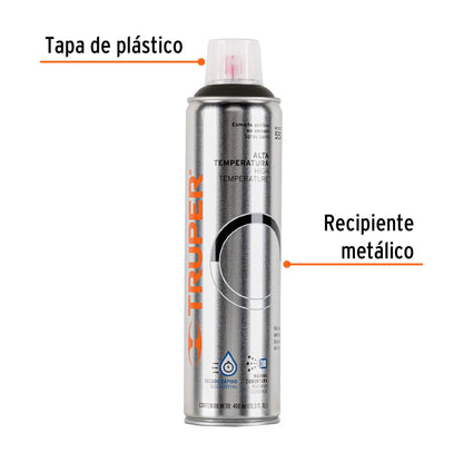 Pintura en aerosol alta temperatura negro bote esbelto 400 ml