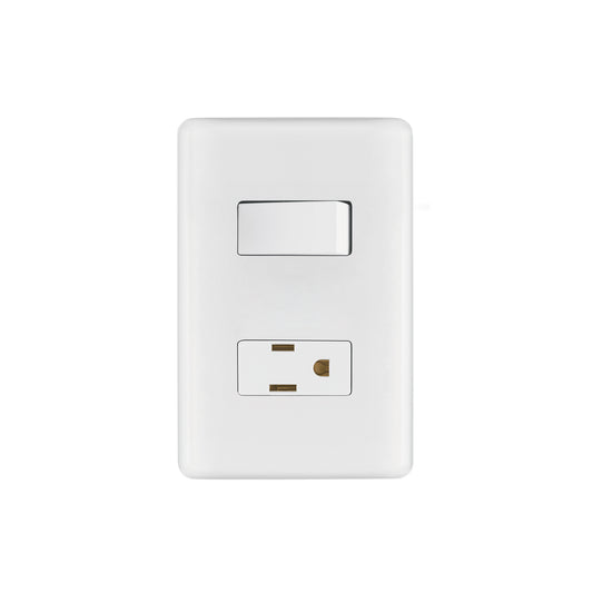 Placa armada con contacto e interruptor sencillo de línea Basic