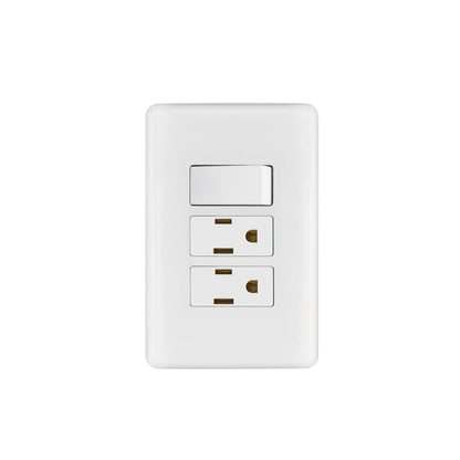 Placa armada con 2 contactos y interruptor sencillo de línea Basic