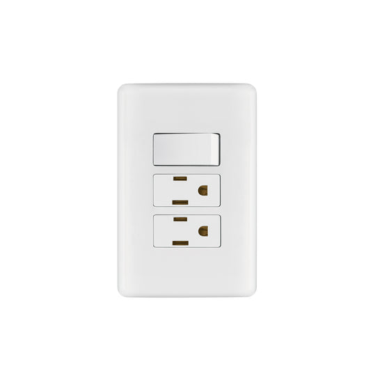 Placa armada con 2 contactos y interruptor sencillo de línea Basic