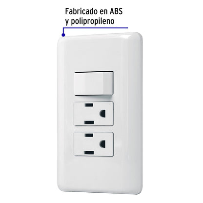 Placa armada con 2 contactos y interruptor sencillo de línea Basic