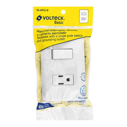 Placa armada con contacto e interruptor sencillo de línea Basic