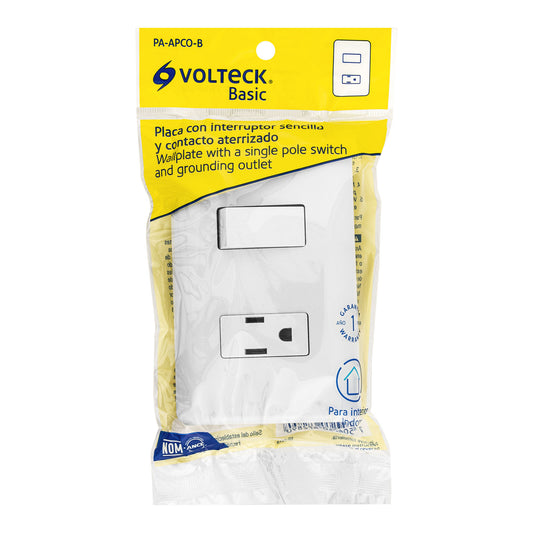Placa armada con contacto e interruptor sencillo de línea Basic