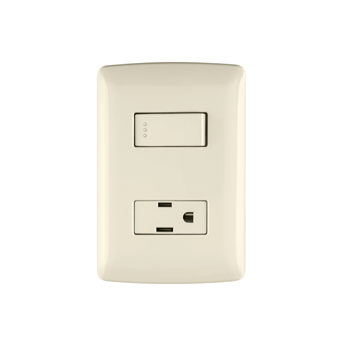 Placa armada con contacto e interruptor de 127 V y 16 A con placa marfil