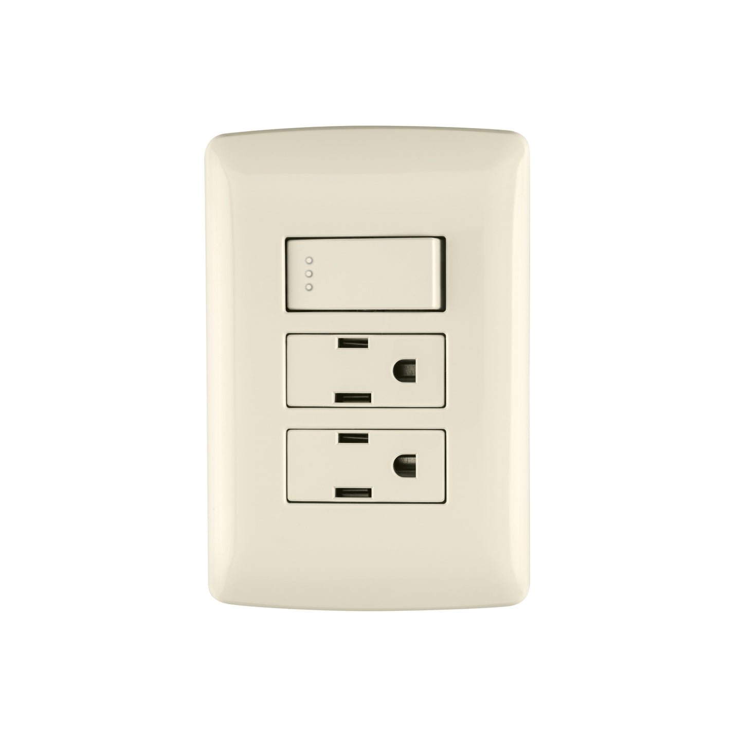 Placa armada con 2 contactos e interruptor de 127 V y 16 A con placa marfil