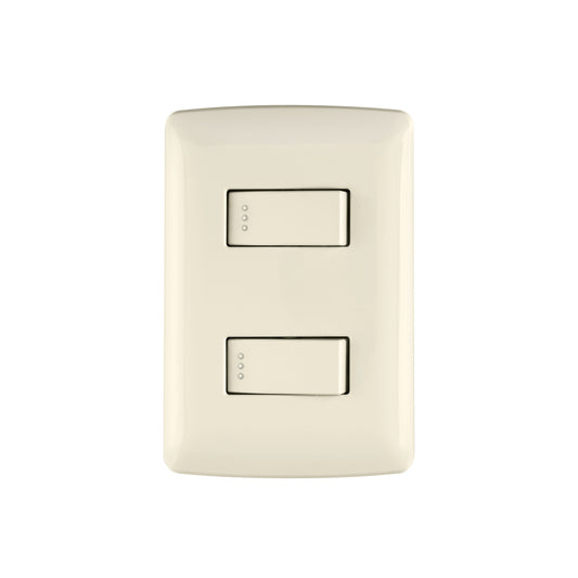 Placa armada de 2 interruptores sencillos con línea italiana