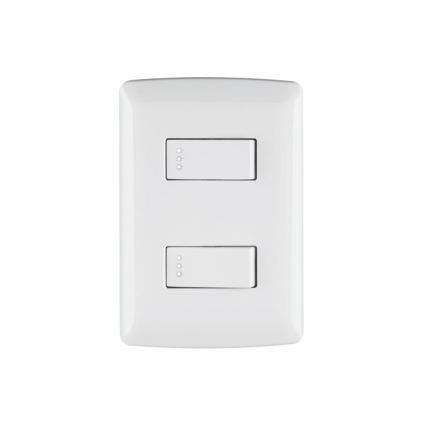 Placa armada con 2 interruptores sencillos para línea Italiana