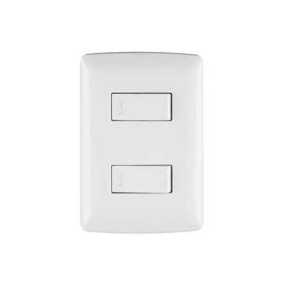 Placa armada con 2 interruptores sencillos para línea Italiana