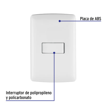 Placa armada con interruptor sencillo para línea Italiana