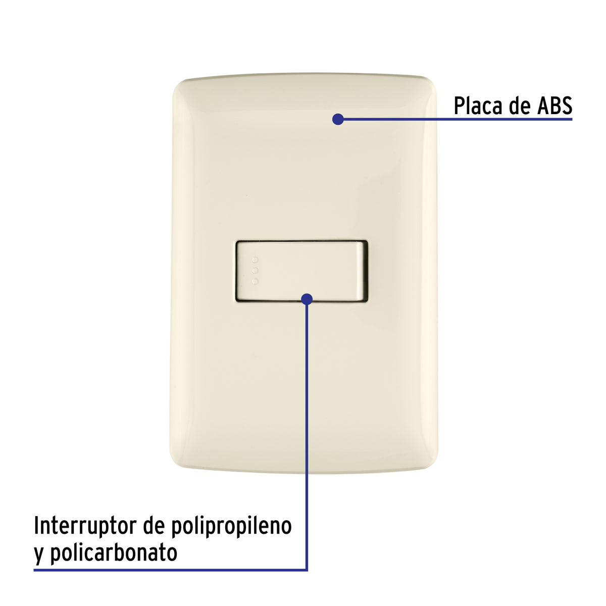 Placa armada con interruptor sencillo para línea Italiana