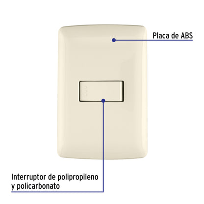 Placa armada con interruptor sencillo para línea Italiana