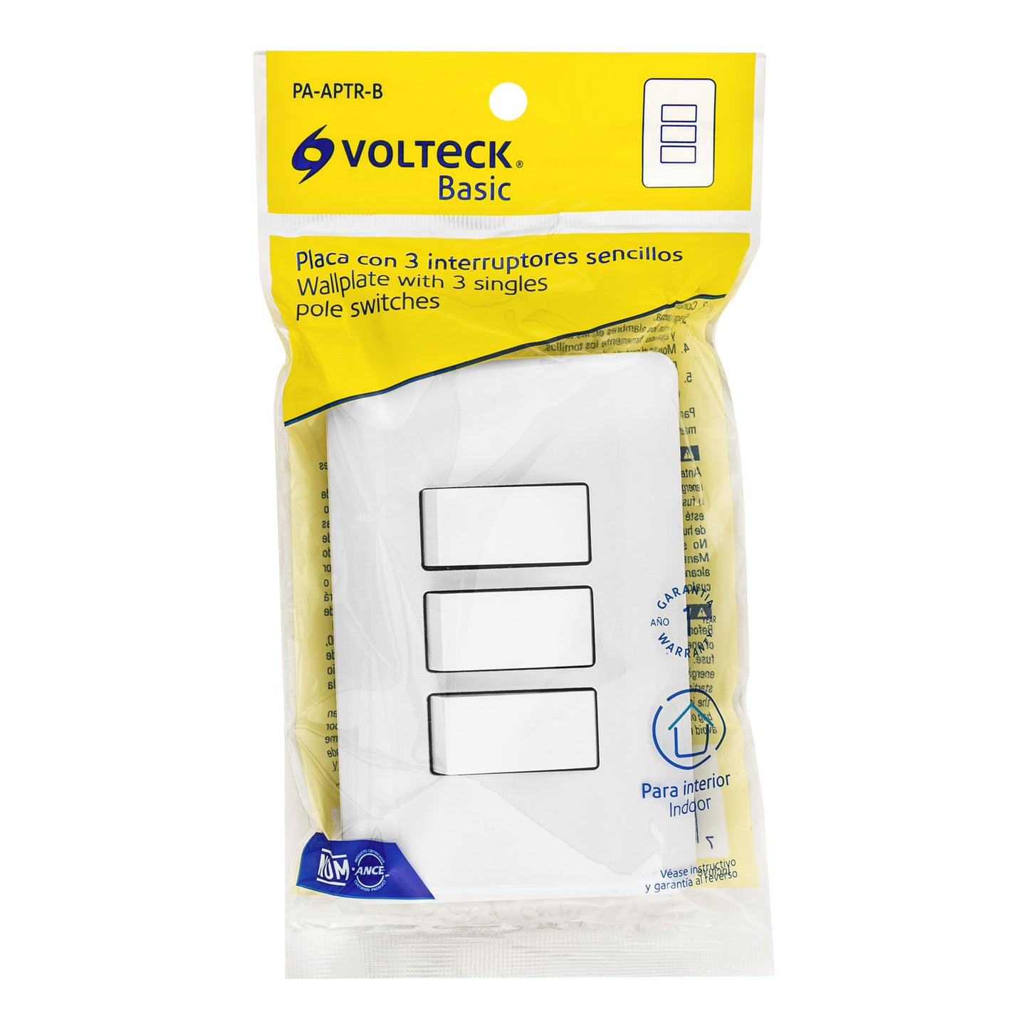 Placa armada con 3 interruptores sencillos de línea Basic
