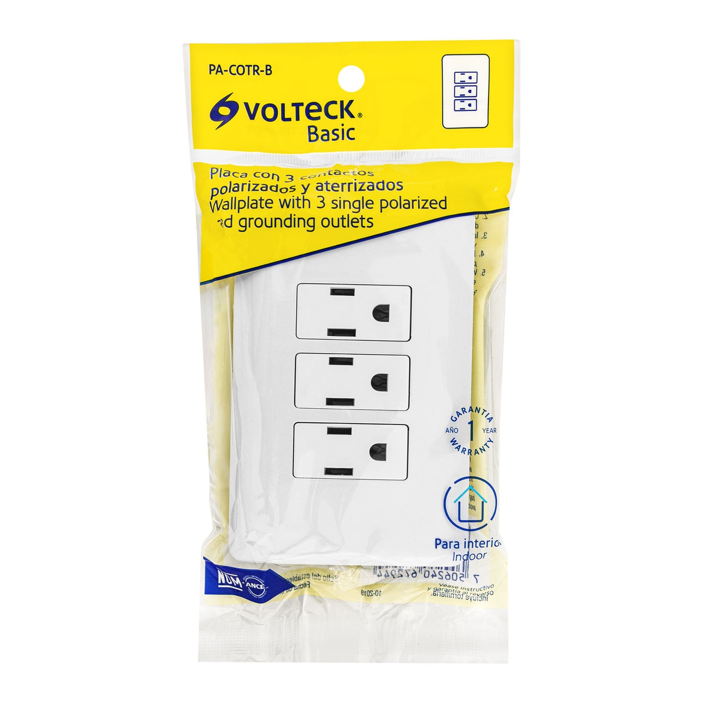 Placa armada con 3 contactos de línea Basic