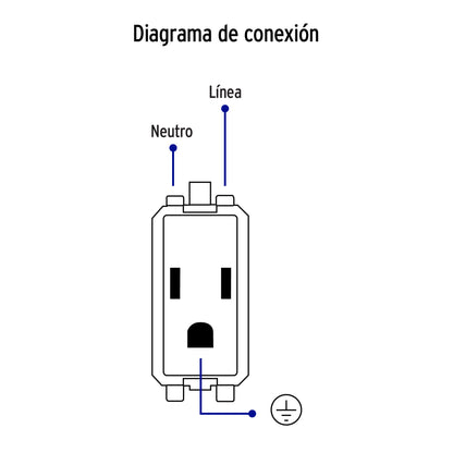 Placa armada con 3 contactos aterrizados de 127 V y 16 A con placa blanca