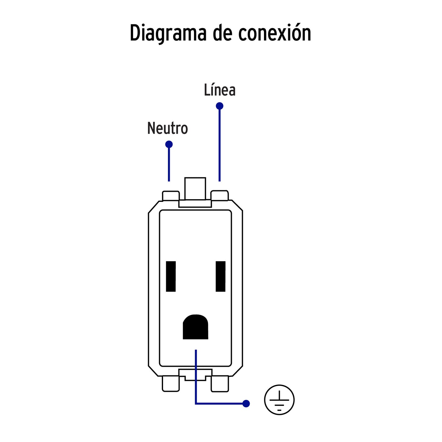 Placa armada con 3 contactos aterrizados de 127 V y 16 A con placa marfil