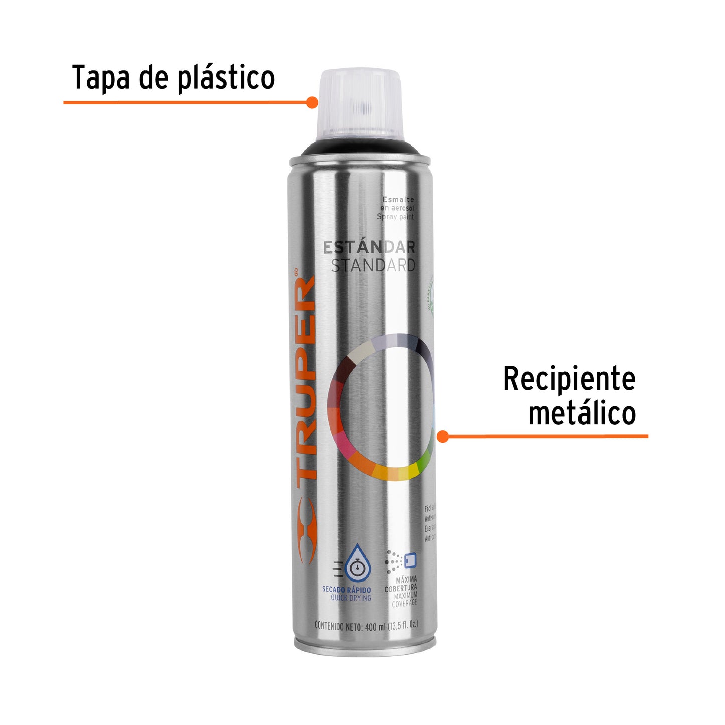 Pintura en aerosol negro brillante bote esbelto de 400 ml