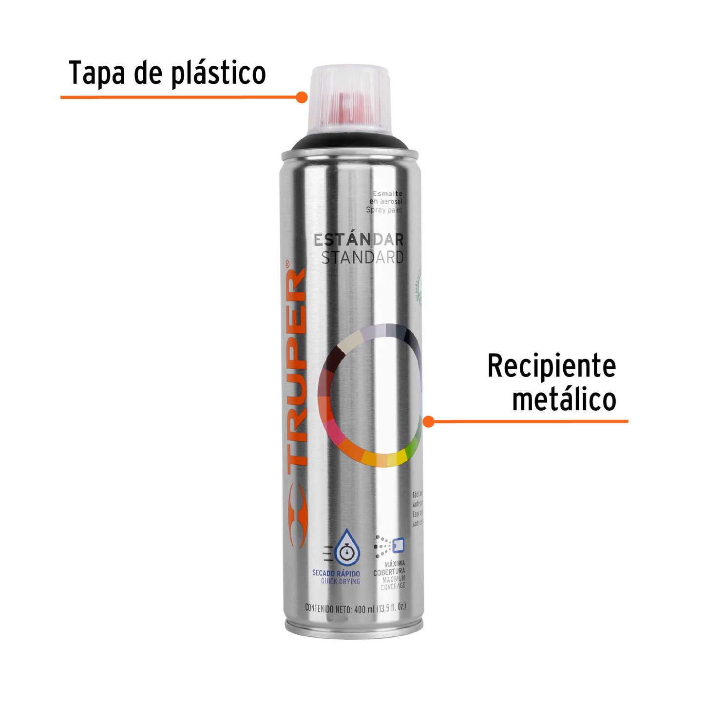 Pintura en aerosol negro mate bote esbelto de 400 ml