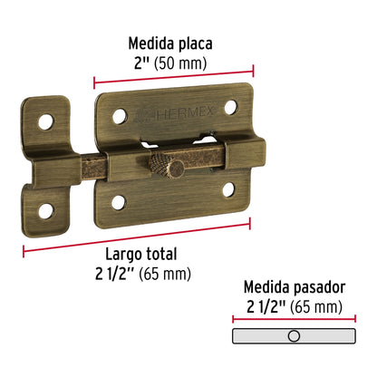 Pasador de barra plana 2", latón antiguo · vista 3