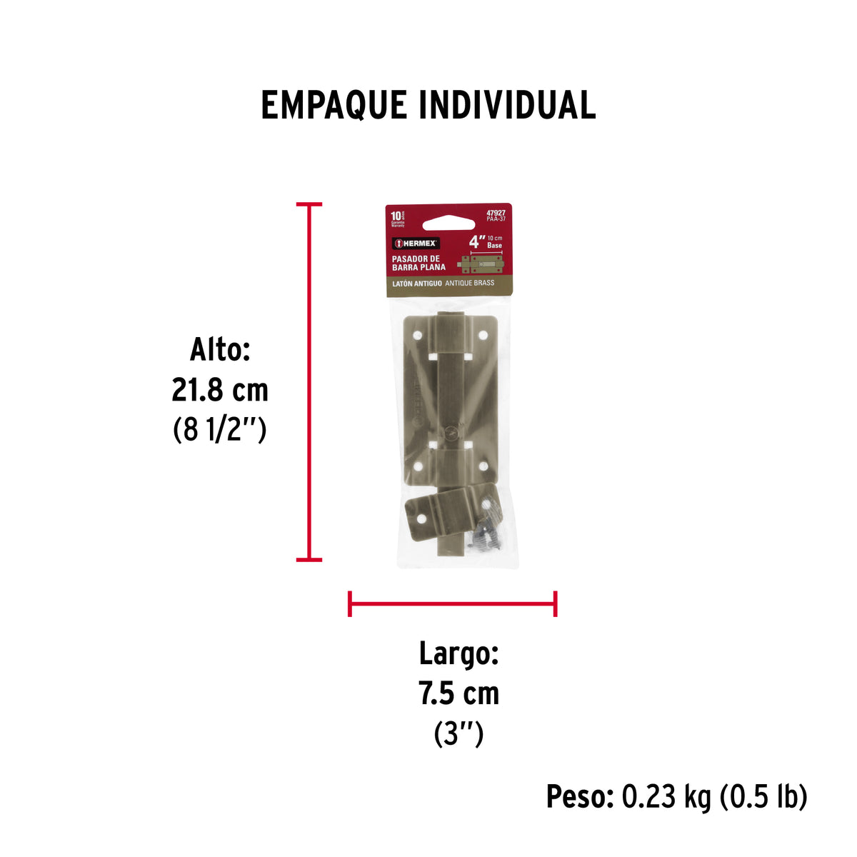 Pasador de barra plana 4", latón antiguo · vista 5
