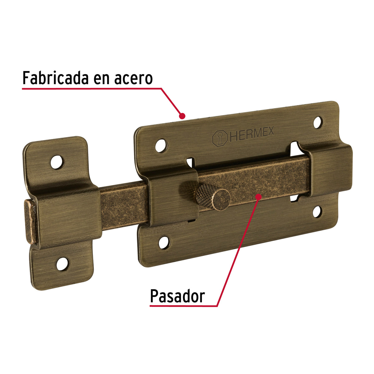 Pasador de barra plana 4", latón antiguo · vista 2
