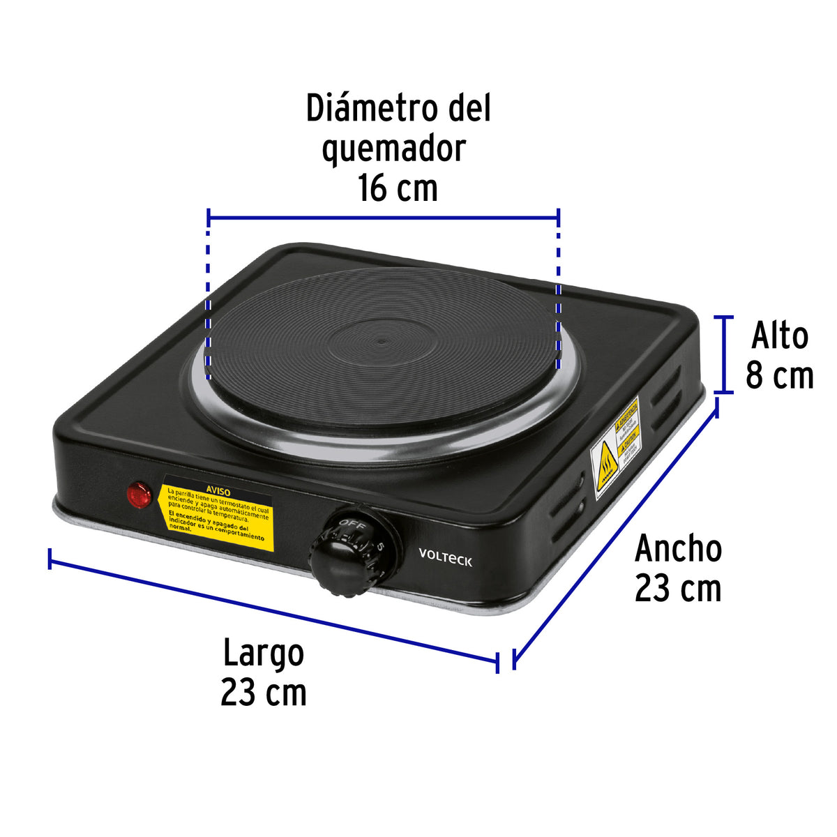 Parrilla eléctrica 1 quemador de disco, negra · vista 3