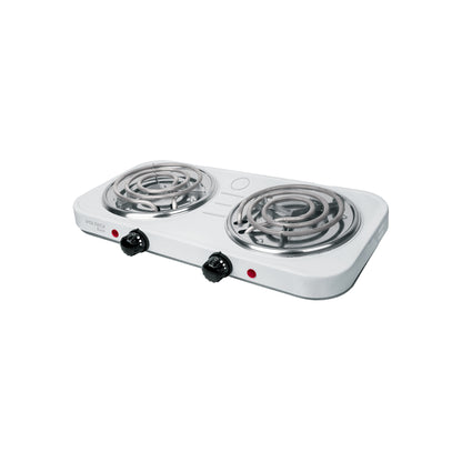 Parrilla eléctrica 2 quemadores espiral blanca