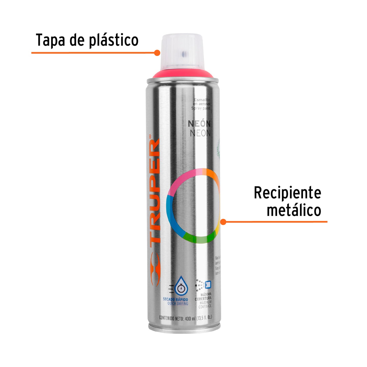 Pintura en aerosol rosa neón bote esbelto 400 ml