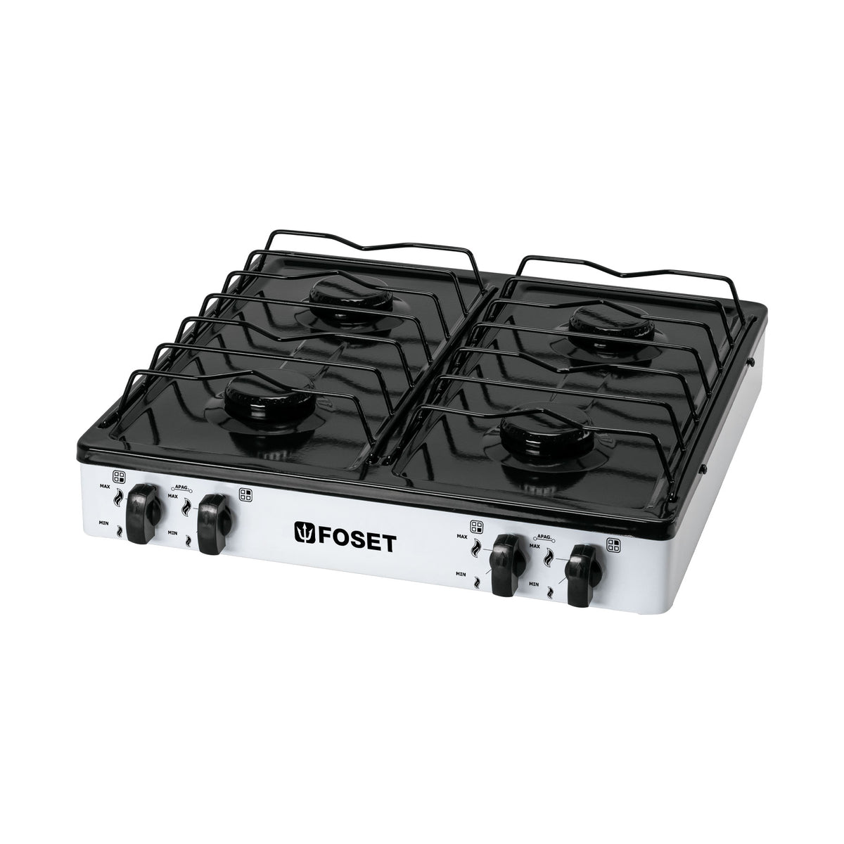 Parrilla de gas de sobreponer de 4 quemadores blanca