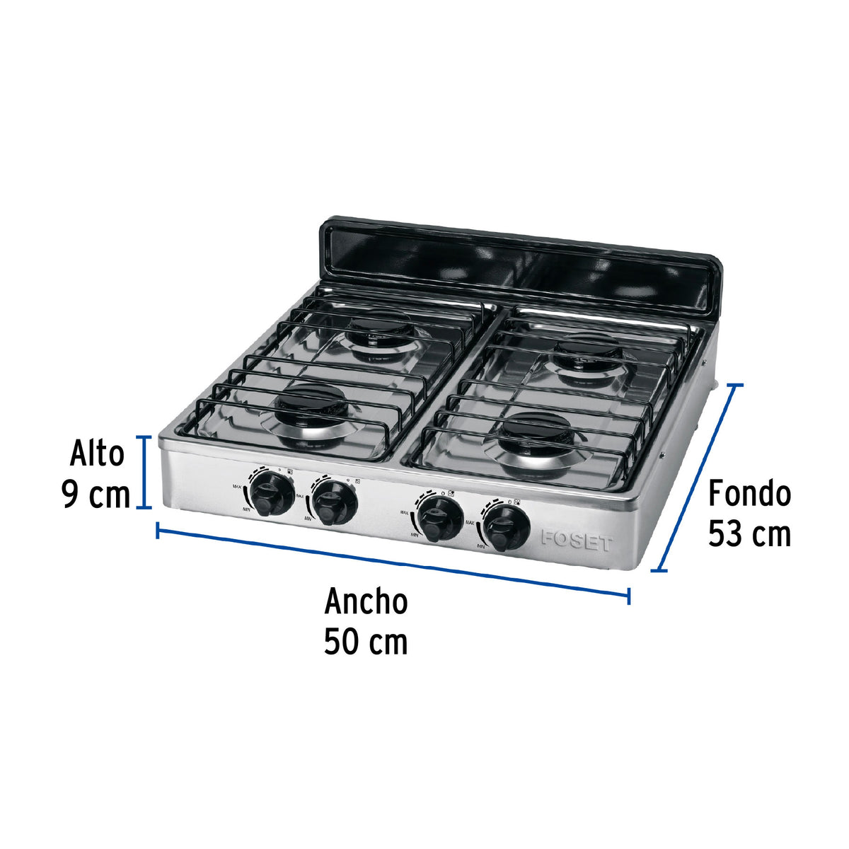 Parrilla gas sobreponer 50 cm,4 quemadores,inoxidable · vista 3