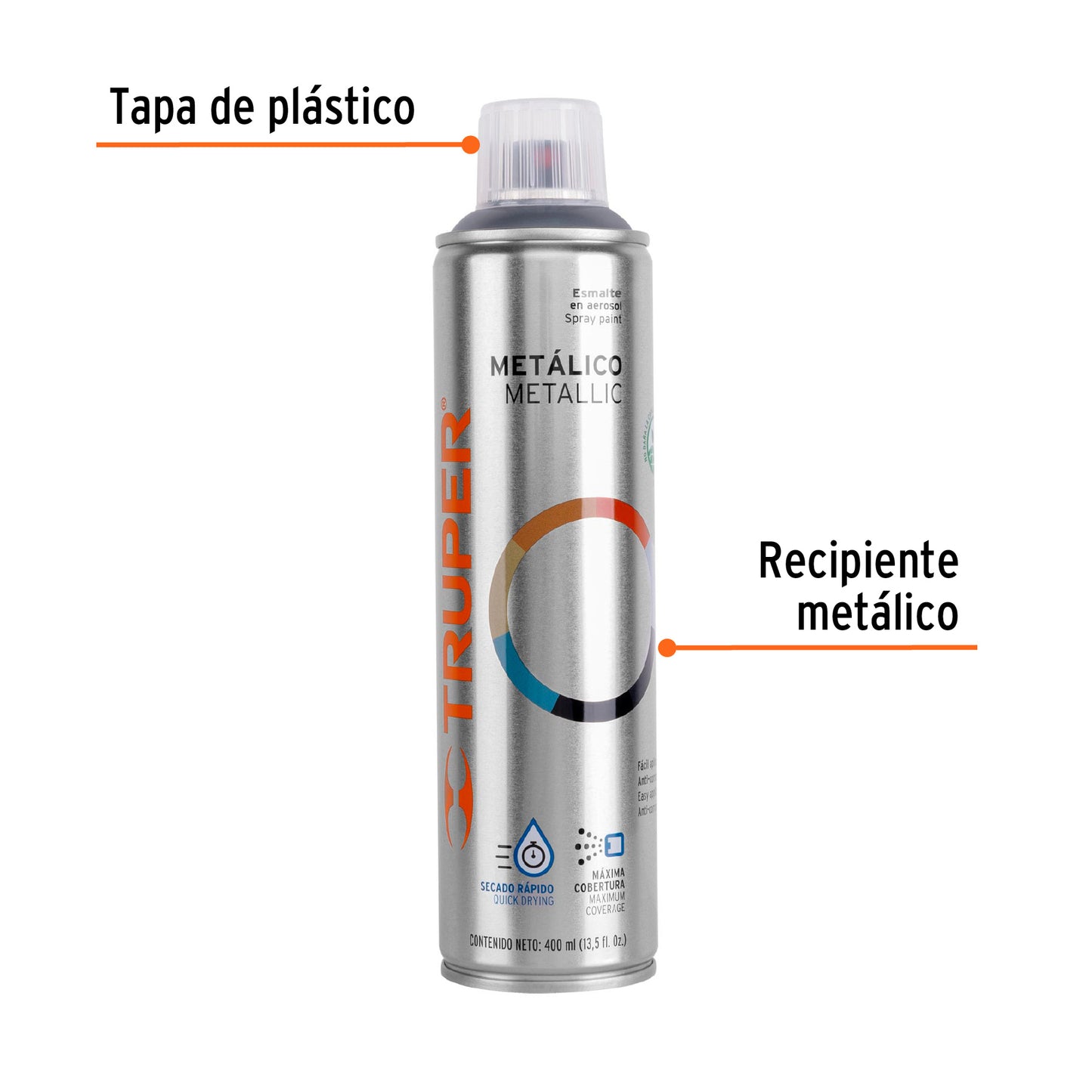 Pintura en aerosol cromo metálico bote esbelto 400 ml